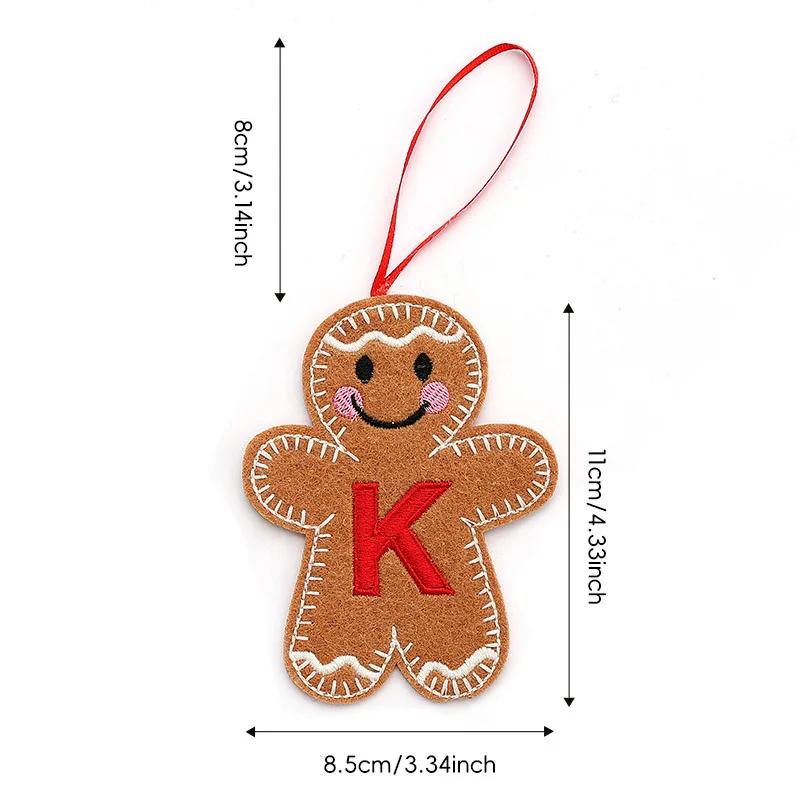 A-Z Gingerbread Man Doll Christmas Decoration Pendants Xmas Tree Hanging Ornament Christmas for Home New Year Kids Gift
