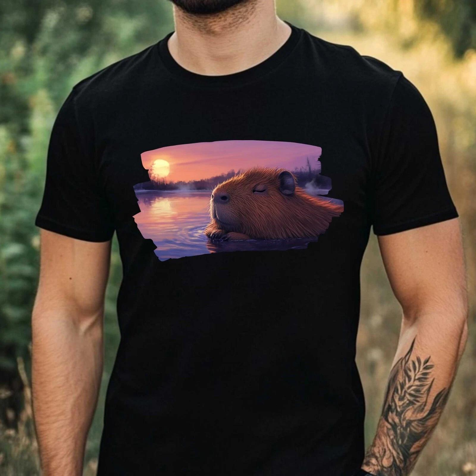 T-Shirt Herren Capybara Motiv Baumwolle Größe XS bis 5XL S