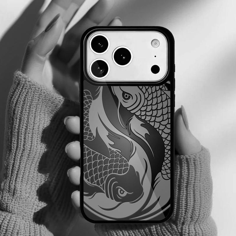 Japanese Koi Fish Phone Case for iPhone 17 16 15 14 13 Pro Max Back Cover for 12 11 Pro Coque