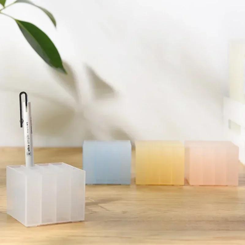 Plastic Silicone Material Desktop Pen Holder School Office Storage Box Case School Supplies Simple Desk Accessories Organizer