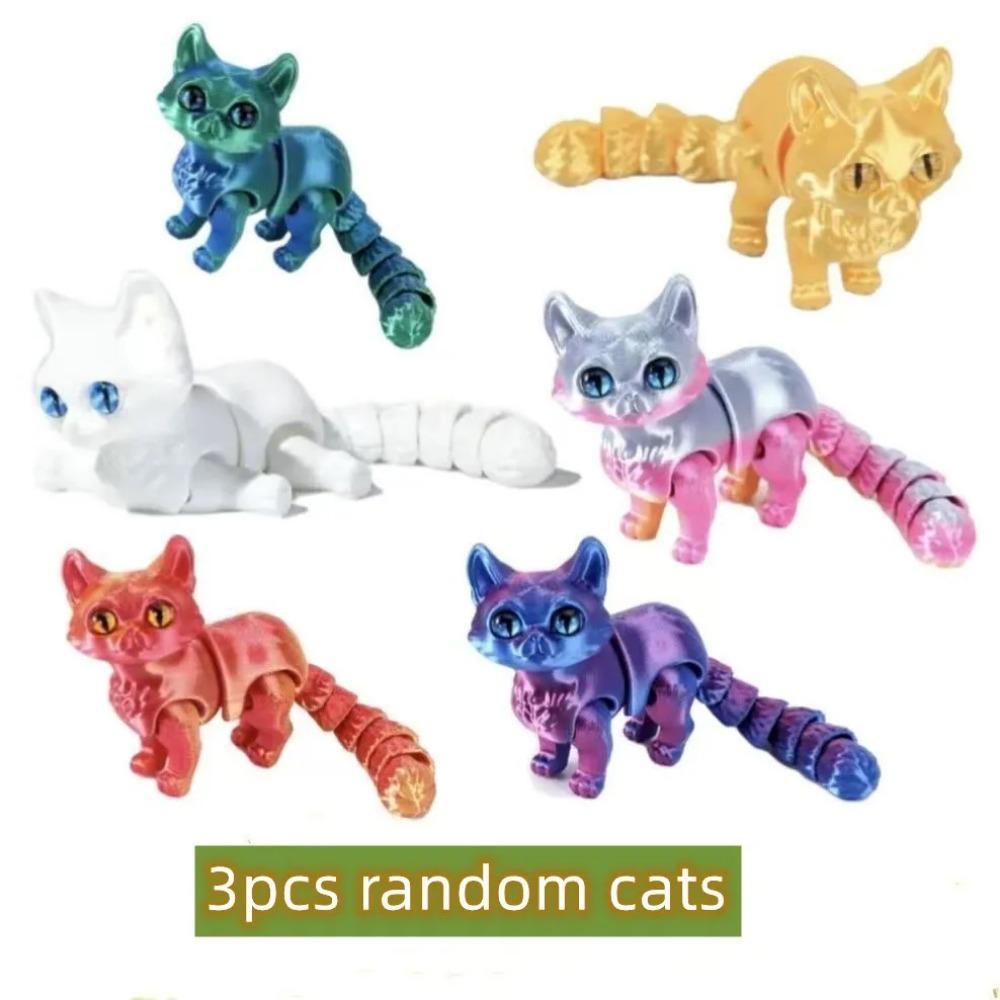 1/2/3/6 Stück Bunte Süßigkeiten Katze 3D Gedruckt Bewegliche Gelenke Simulation Mini Süßigkeiten Katze Actionfiguren Desktop Ornament Geburtstagsgeschenke