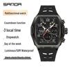 SANDA Youth Barrel-Shaped Sports Watch: Stylish, Multifunctional, Waterproof, and Countdown Features.