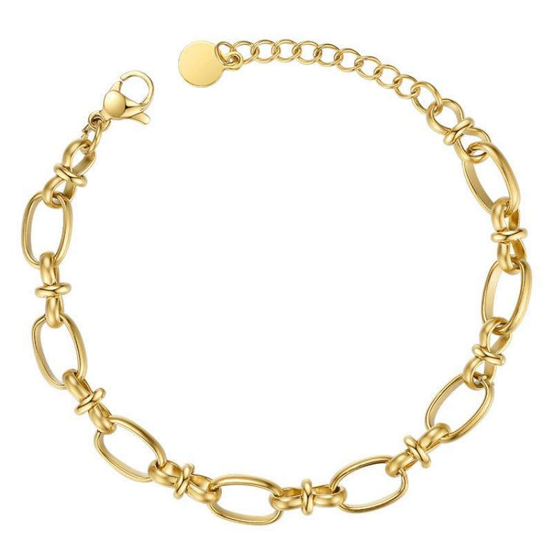Minimalist Geometric Interlocking Chain Bracelet Women 18K Gold Plated Titanium Steel Hypoallergenic Lightweight Luxury