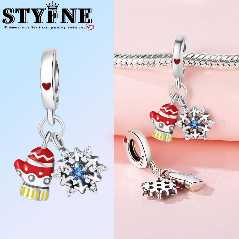 Copper Snowflake Christmas Tree Socks Hat Gloves Charms Beads Brand Bracelet Exquisite Diy Jewelry Making Women'S Gift