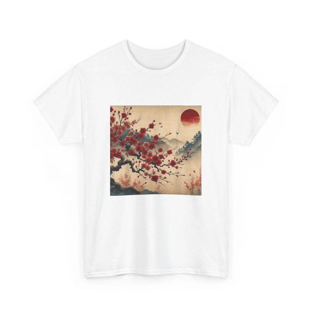 Vintage Kirschblüten-Holzschnitt-T-Shirt Japanische Grafische Kunst T-Shirt