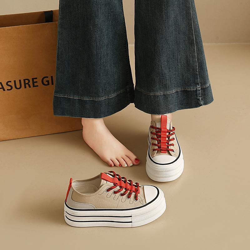 Women Canvas Casual Board Shoes Fashion Low Top Sport Sneakers Size 35-40 Comfortable Walking Travel Everyday Footwear