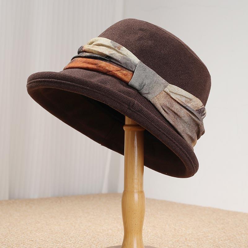 Autumn and Winter New Temperament Fashionable Curled Brim Women's Bucket Hat Shows the Face Small High-end Sense Versatile Windproof Warm Basin Hat