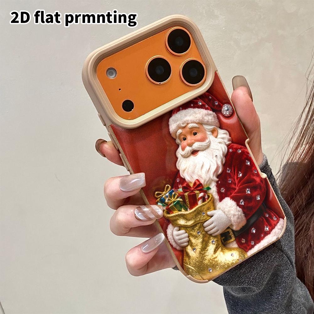 Phone Case: 2D Flat Lambskin Suitable for iPhone 18 17 16 15 14 13 Pro Protective Case, Santa Claus, Christmas and Halloween Gifts
