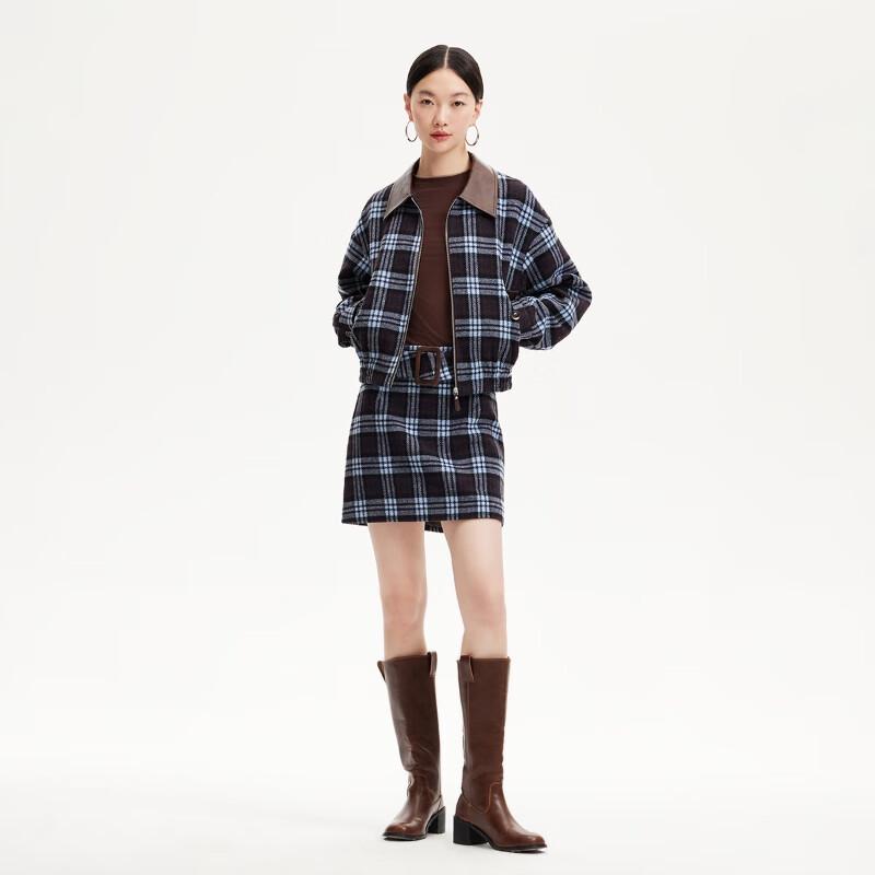 Veromoda Women's Plaid A-Line Mini Skirt