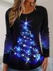 Weihnachtsthema Schneeflocke 3D-Druck O-Ausschnitt Langarm T-Shirt Mode Damenkleidung Casual Y2K Kleidung Harajuku Damenkleidung