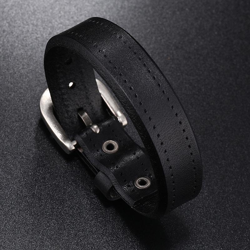 Men's Punk Rock Leather Bracelet - Smooth Retro Cowhide Design