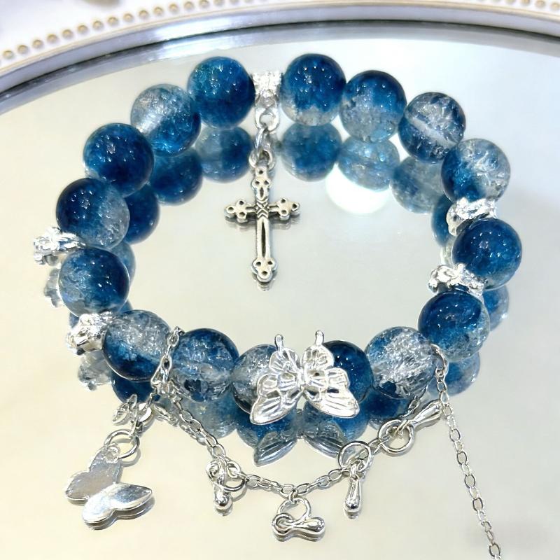 Chinese Style Beads Bracelet For Women Girls Sweet Butterfly Feather Tassel Charm Bracelet Party Wedding Jewelry