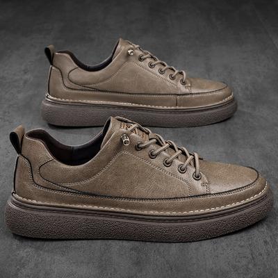 2024 Fashion New Arrival Male Casual Shoes High Quality Lace-Up Skate Shoes Men Genuine Leather Antiskid Men's Vulcanize Shoes