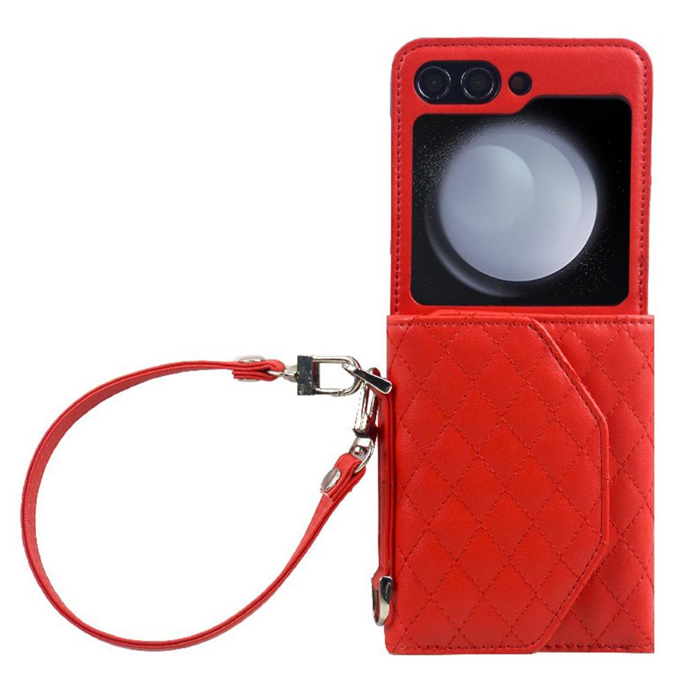 

For Samsung Galaxy Z Flip7 FE 5G/Z Flip6 5G Case Handbag Wallet Style Rhombus Pattern Leather + PC Phone Cover B