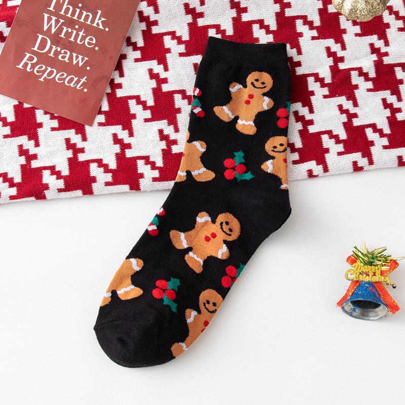 

Трендовые рождественские носки для осени/зимы - Унисекс, средней длины One Size чёрный