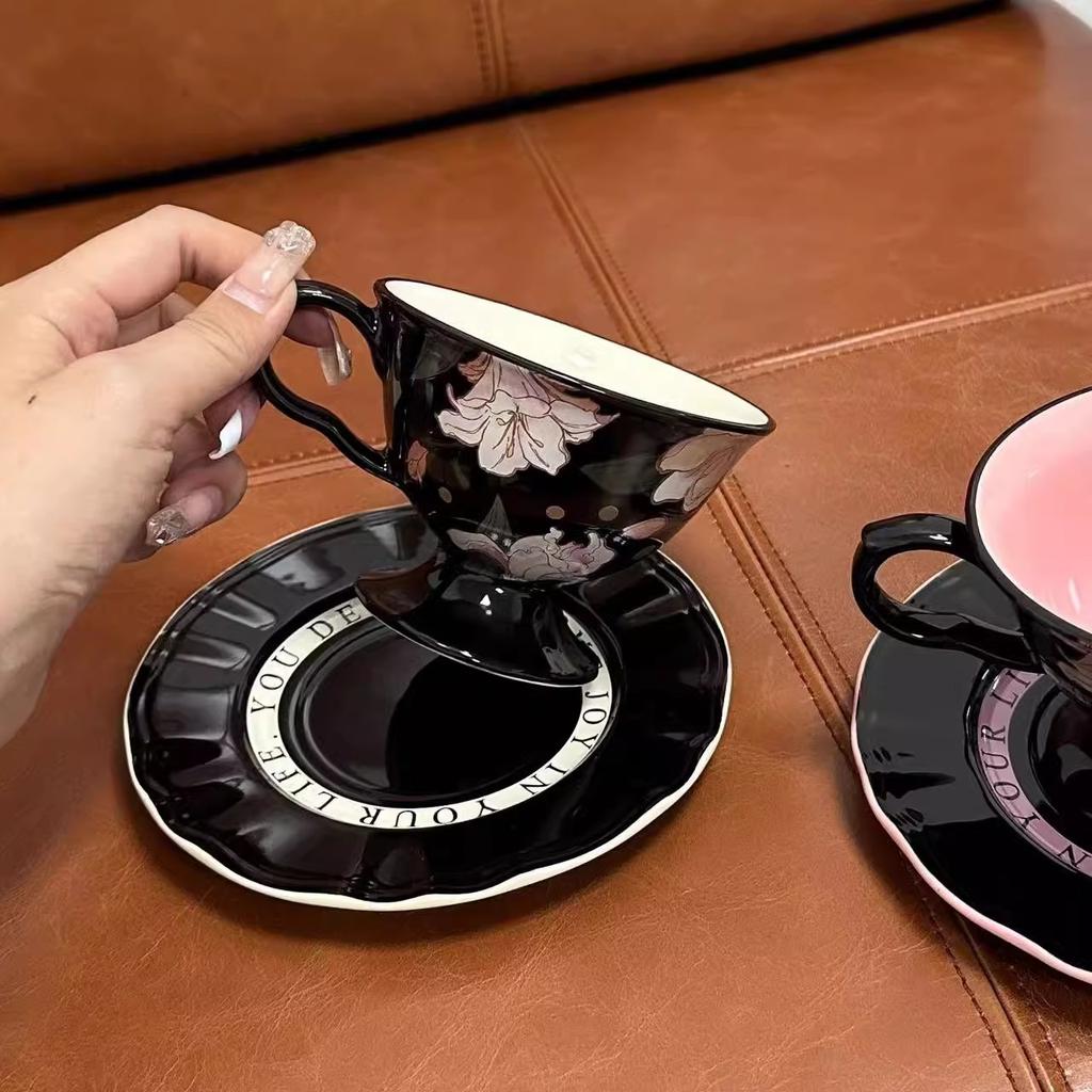 Simple Lily Coffee Cups and Plates Dessert Cups and Plates Decorative Cups and Plates Breakfast Cups and Plates Tall Latte Art Cups