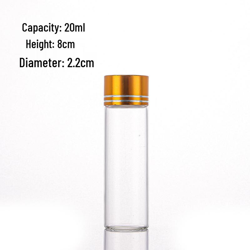 Oxidized Gold Lid Agarwood Saffron Glass Bottle, 22mm Diameter, Thickened Screw-Top Seal