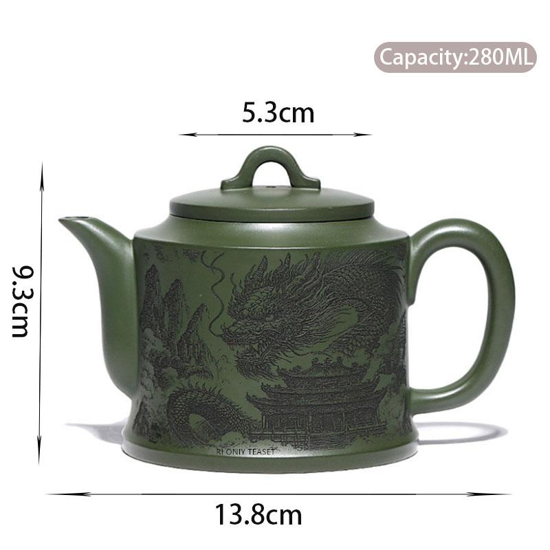 

280ml Yixing Purple Clay Teapot Hand-carved Dragon Pattern Kettle Famous Handmade Chinese Zisha Tea Pot Household Tea Set