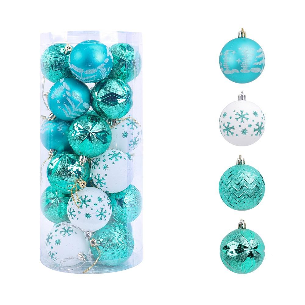 24pcs Shatterproof Painted Christmas Balls Pendant Christmas Tree Pendants Holiday Party Ornament