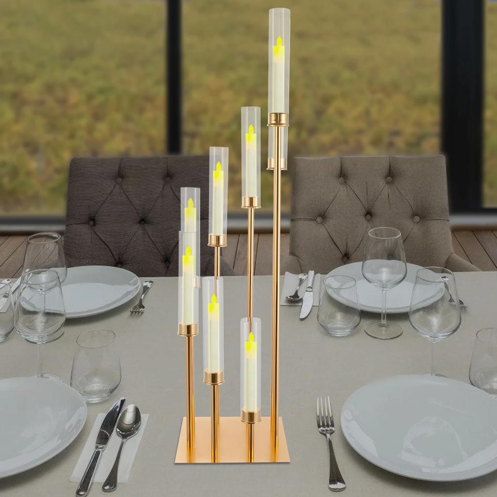8 Arm Candle Holder, Candle Holder with Windshields, Candle Holder for Wedding Decoration
