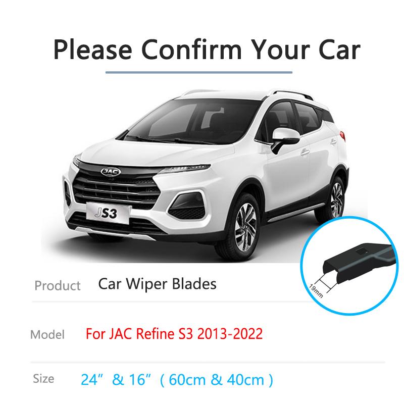 2x Pour JAC Refine S3 Heyue S30 DR4 T50 Sei 3 JS3 2013~2022 Essuie-glace avant Lame de rechange Caoutchouc Accessoires de nettoyage de voiture LHD