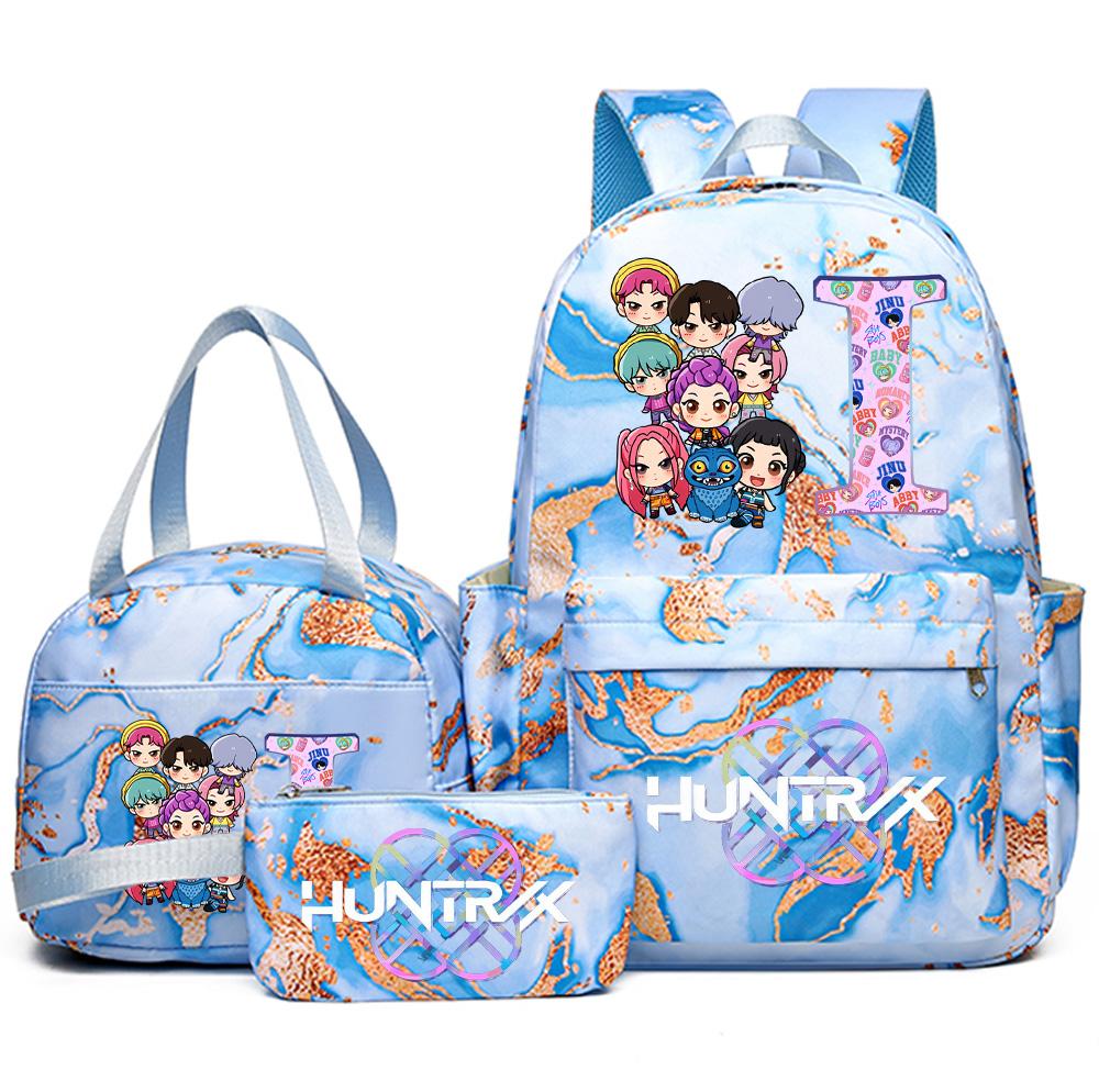 3Pcs/set 26 English Letter K-pop Printed Backpack Handbag Pencil Case for Teenager Student Girl Boy Bookbag Schoolbag Women Large Capacity Travel Bag