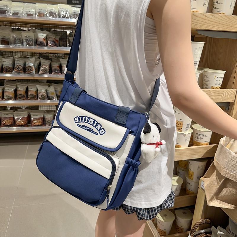 Student Shoulder Bag Contrast Color Crossbody Bag Women's Commuter Class Handbag