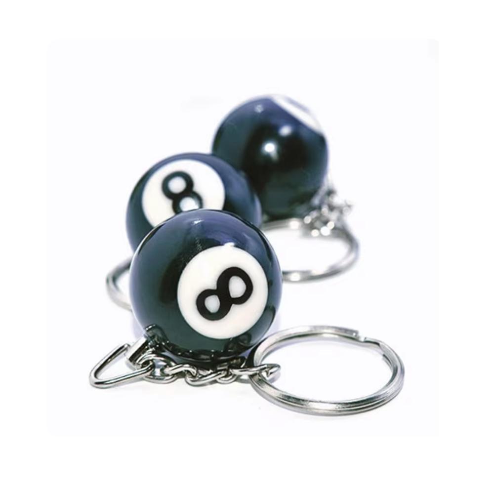 Modischer, kreativer Billard-Pool-Schlüsselbund, Tischball, Schlüsselanhänger, Glücksbringer, schwarz, Nr. 8, Schlüsselanhänger, 25 mm, Kunstharz, Ball, Schmuck, Geschenk