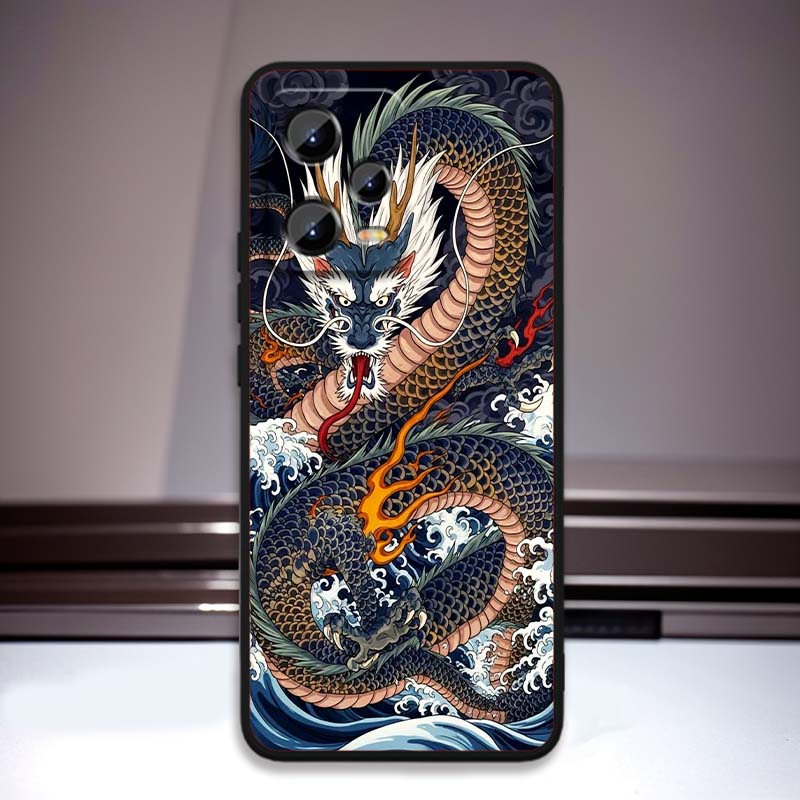 Fashion Dragon Illustration Phone Case For Xiaomi Redmi Note 15 14 13 12 12S 11E 11 11S Pro Plus 4G 5G Black Soft TPU