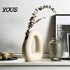 Sophisticated Home Vase Dried Flower Ceramic Vase, Matte Geometric with Hollow Curved Minimalist Decorative Table Design, Modern Tabletop Decor