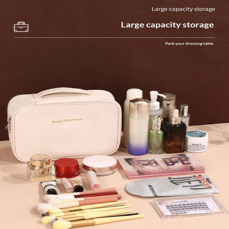 Women'S Cosmetic Bag Makeup Bag Double Layer Large Capacity Luxury Cosmetics Organizer Travel Essentials Women'S Cosmetic Bag