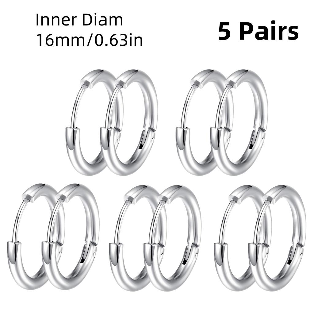 10 ADET Punk Minimalist Paslanmaz Çelik Yuvarlak Halka Siyah Kadın Piercing Halka Küpe Erkek İçin Takı Aksesuarları Dekorasyon Trendi