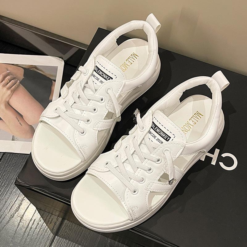

The New Summer Women s Shoes in 2025 Are Thick-soled, Hollowed-out, Fashionable, Casual and Sneaker Flat Sandals for Women 35 белый