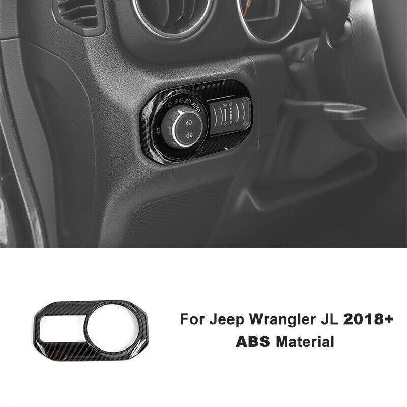 Carbon Fiber Interior Center Console Cover Trim for Jeep Wrangler JL JT 18-23 1pc Headlight Switch Pane