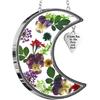 KY&BOSAM Moon Suncatcher I Love You To The Moon and Back Glass Hangings for Window Wind Chimes Decor with Pressed Real Flower and Metal Charm