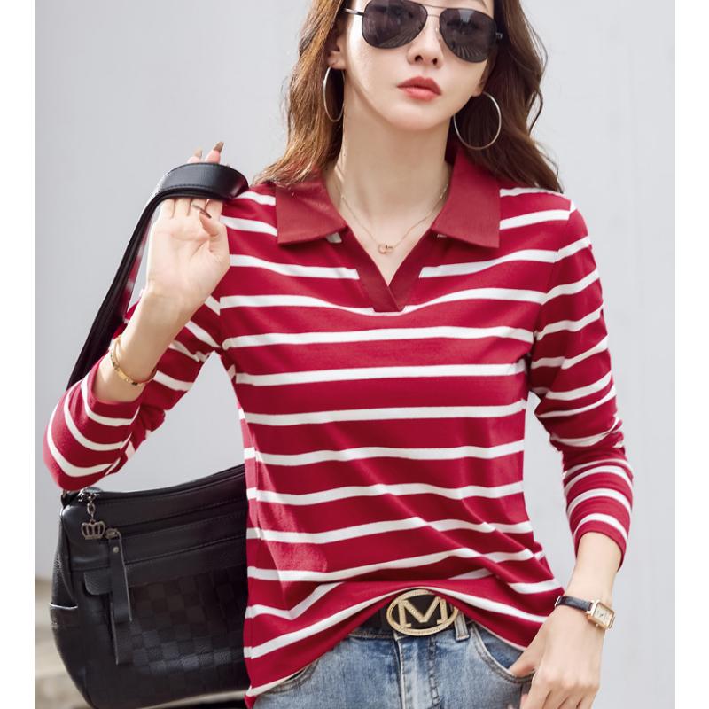 

Хлопковая водолазка, весенняя женская футболка в корейском стиле с длинными рукавами, женские повседневные топы, однотонная женская майка XL красный