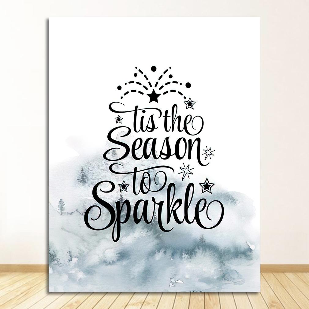 Picture Merry Christmas Party Decoration Nordic Wall Decor Watercolor Art Painting Prints Happy Holidays Quotes Canvas Posters