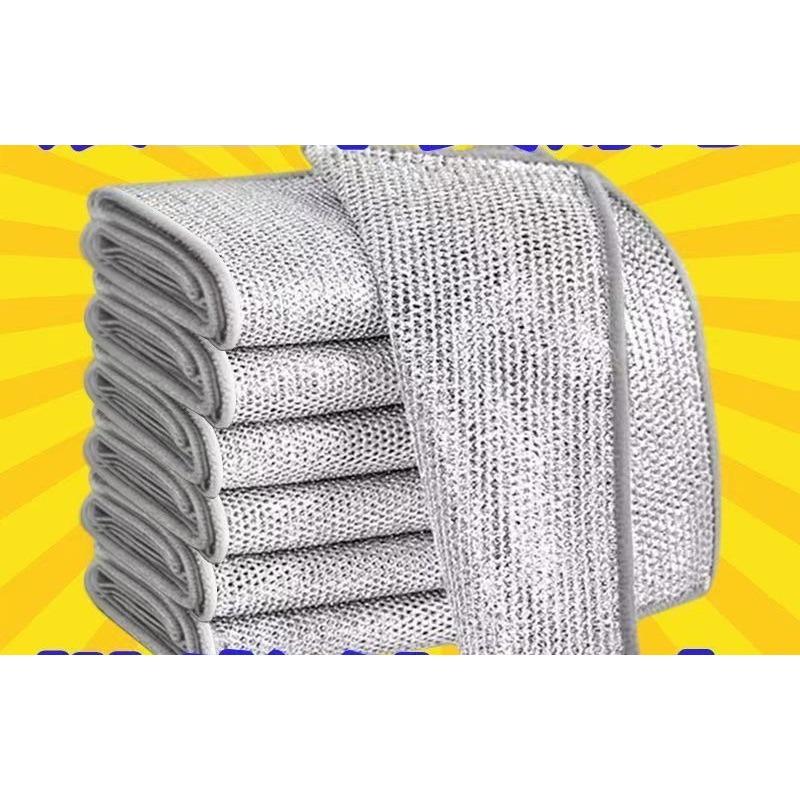 Thickened Wire Dishwashing Cloth New Silver Thread Rag Kitchen Stove Stain Removal Double-Sided Household Non-Stick Oil