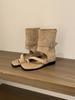 Summer heightening boots women's thin wedge heel short boots 2025 new toe cover toe Roman hollow pile cool boots