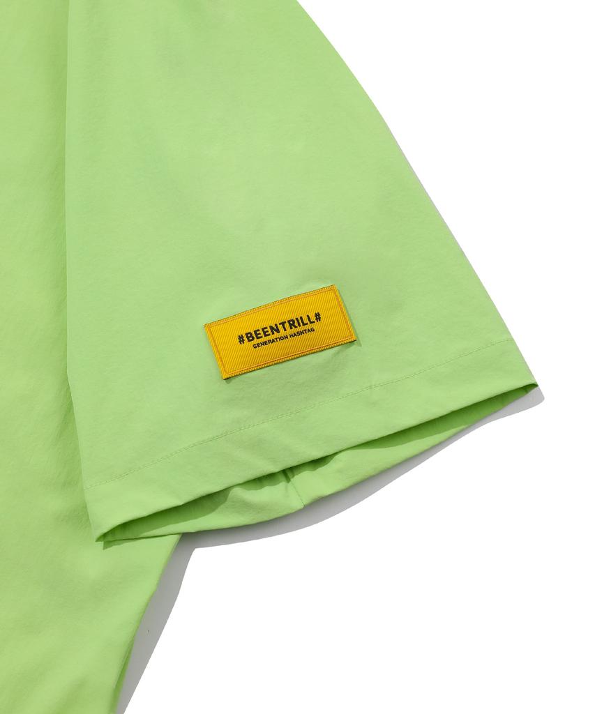 Beentrill Stand Collar Oversized Short Sleeve Anorak (Neon Yellow)