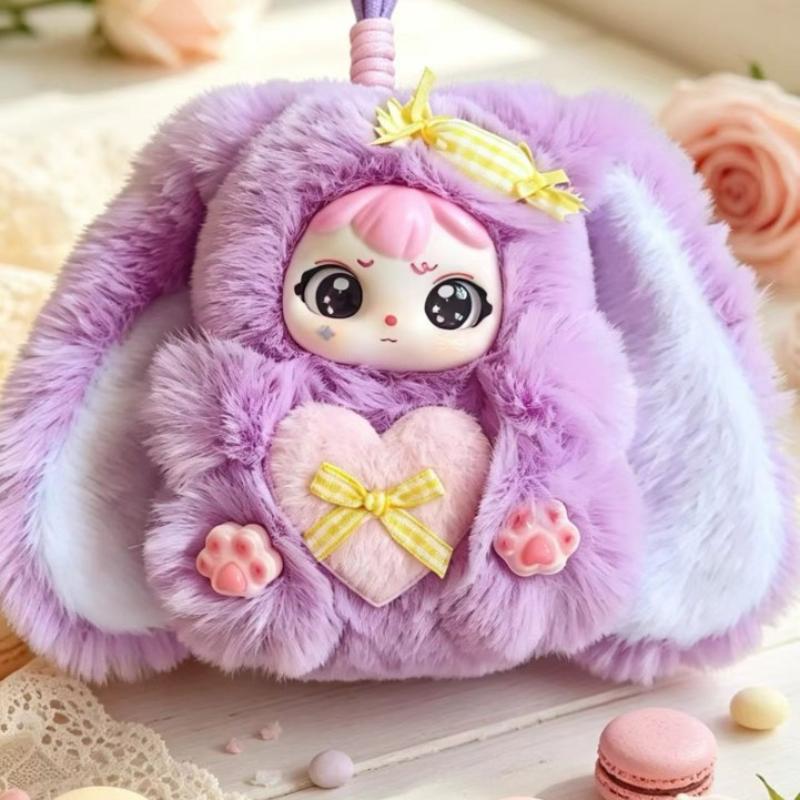 Cute Plush Bunny Pendant With Kawaii Vinyl Doll Face Doll Soft Fluffy Cute Pendant Hanging Surprise Gift