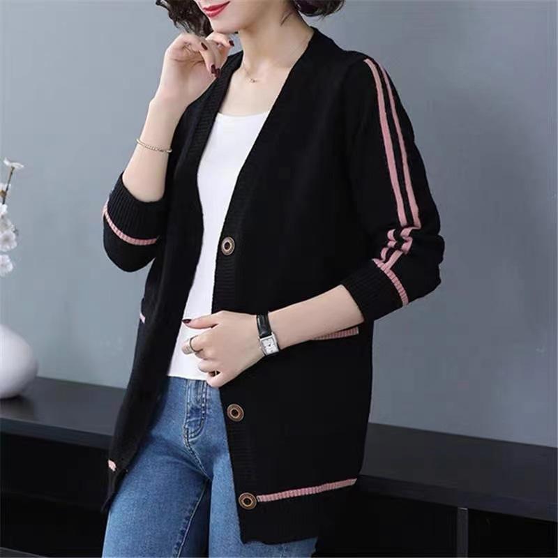 Outwear Cardigan Women's Mid Length Spring Autumn  Large Size Loose Knitted Sweater Coat Thicken Knitwears Jacket