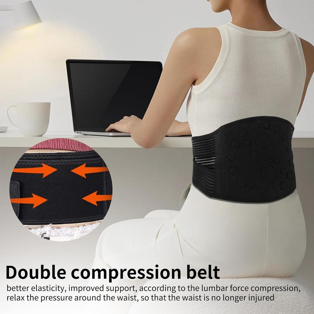 Durable And Safe Self-Heating Lumbar Magnet Beltthermal Magnetic Therapy Tourmaline Lower Back Waist Support Belt Brace For Pain Relief Sciatica