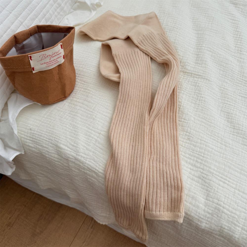 

JK Cotton Women Stockings Autumn Winter Soft Knee High Socks Warm Solid Color Thigh Stocking Long Socks One Size бежевий