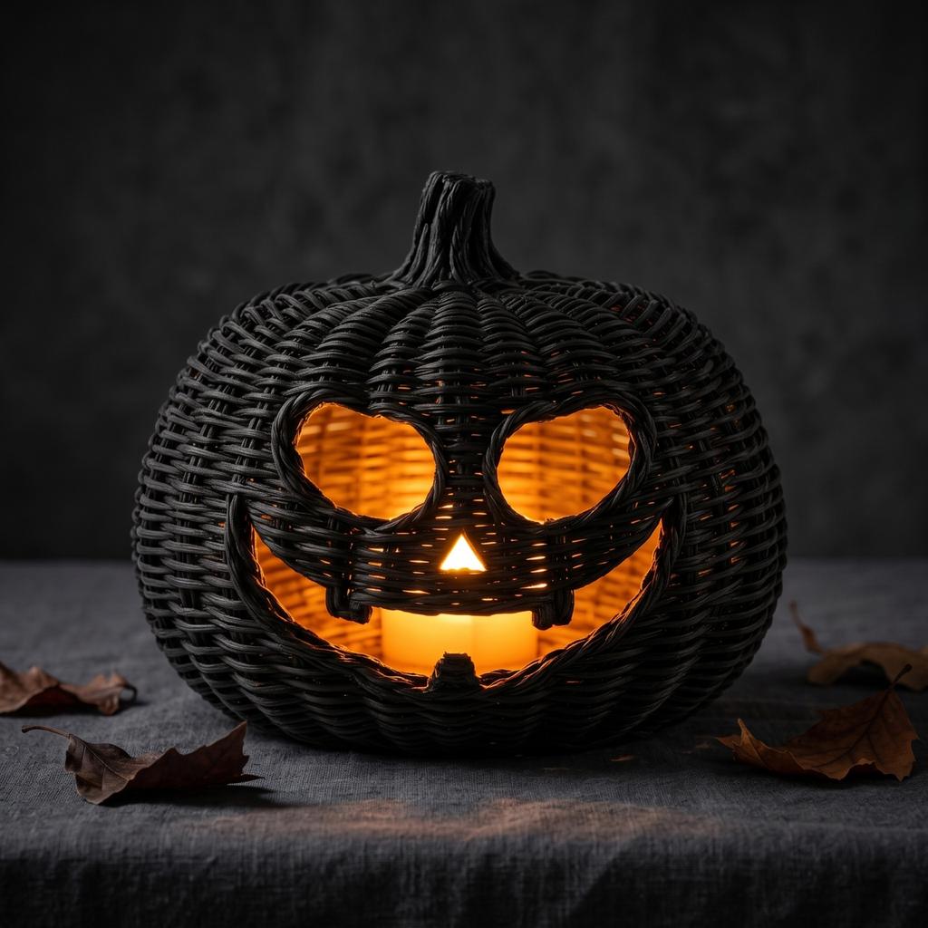 Woven Halloween Pumpkin Tabletop Decoration for Fall Home Decor