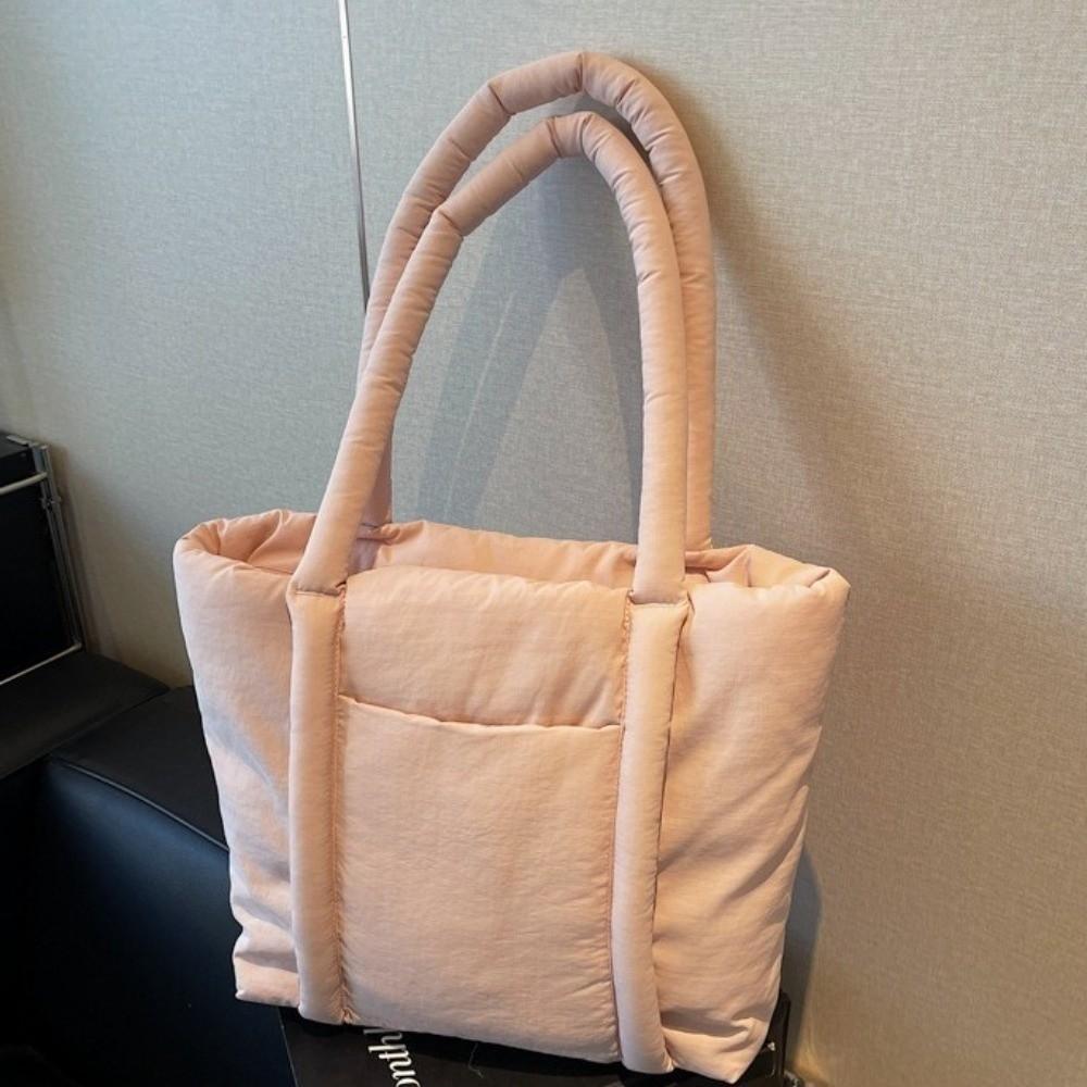 Stylish Large Capacity Handbag with Compartments Tote Bag Casual Puffer Carryall Bag  Women