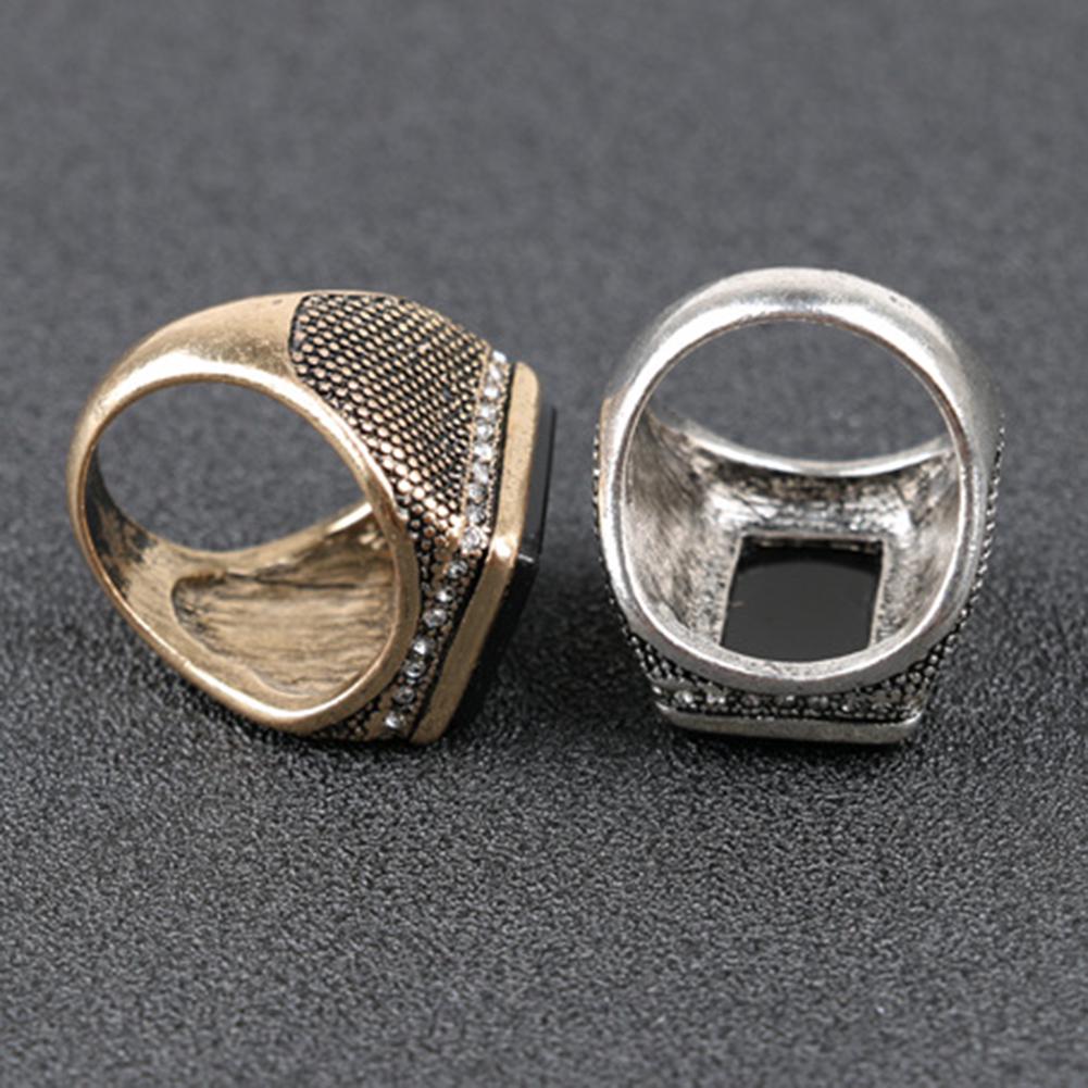 Lyx Mellanöstern Stor fyrkantig strass Män Finger Ring Smycken Dekor Present