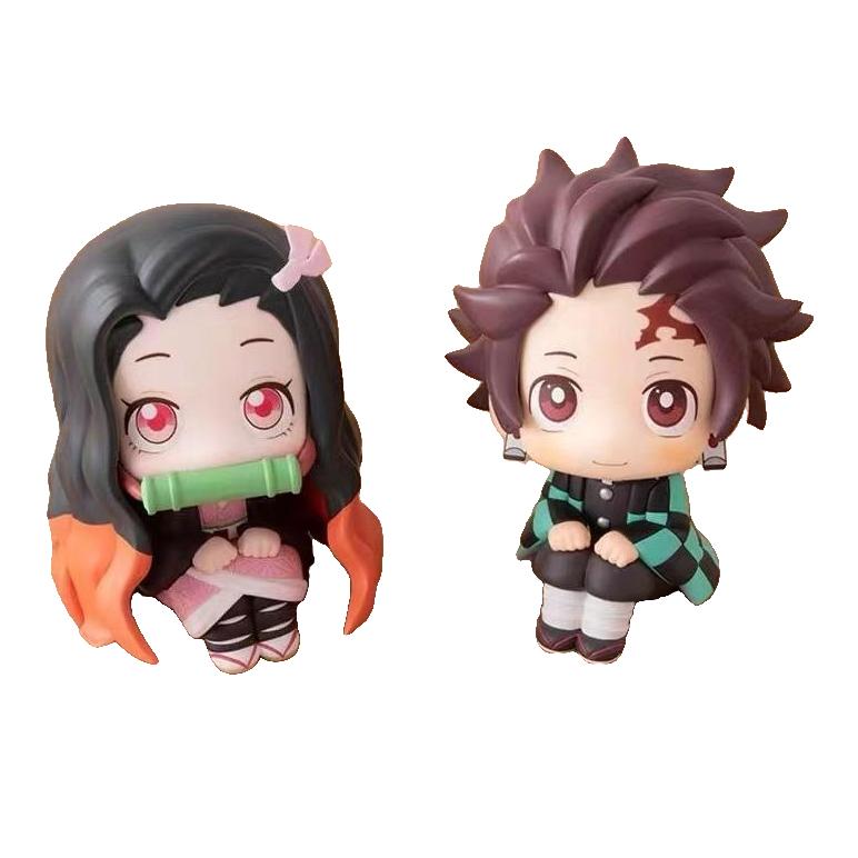 Anime Demon Slayer Kimetsu No Yaiba Q-Version Figur/Plüschtier von Tanjiro Nezuko und Zenitsu als Auto-Armaturenbrett-Ornament/Schreibtisch-Dekoration für Geschenke