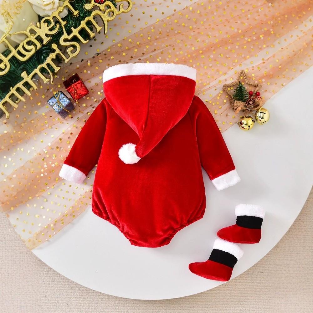 Hooded Design Infant Rompers Set with Socks Set Hooded Rompers Costume Christmas Party