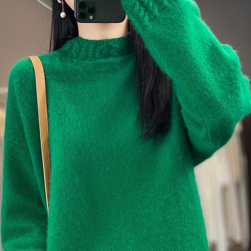 Women's Cashmere Sweater Qinghe Cashmere 30% Cashmere 70% Wool Autumn and Winter Pullover Warm and Fashionable